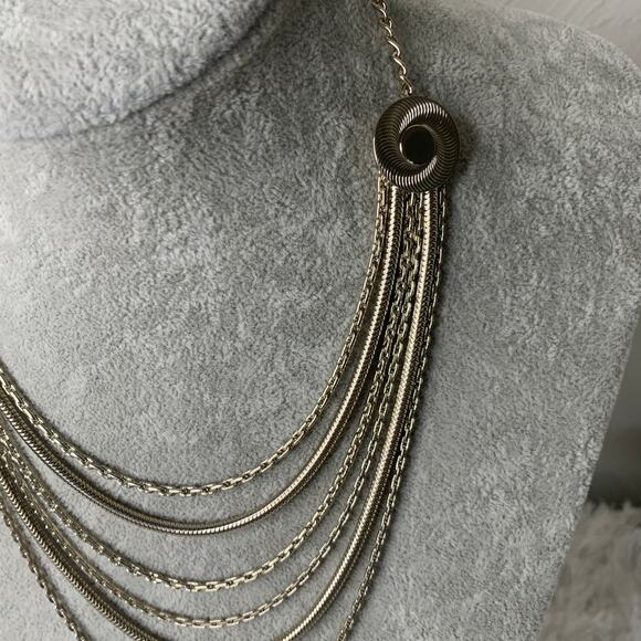 70s Vintage Gold Multistrand Necklace max 15.5" Length - Picture 2 of 4